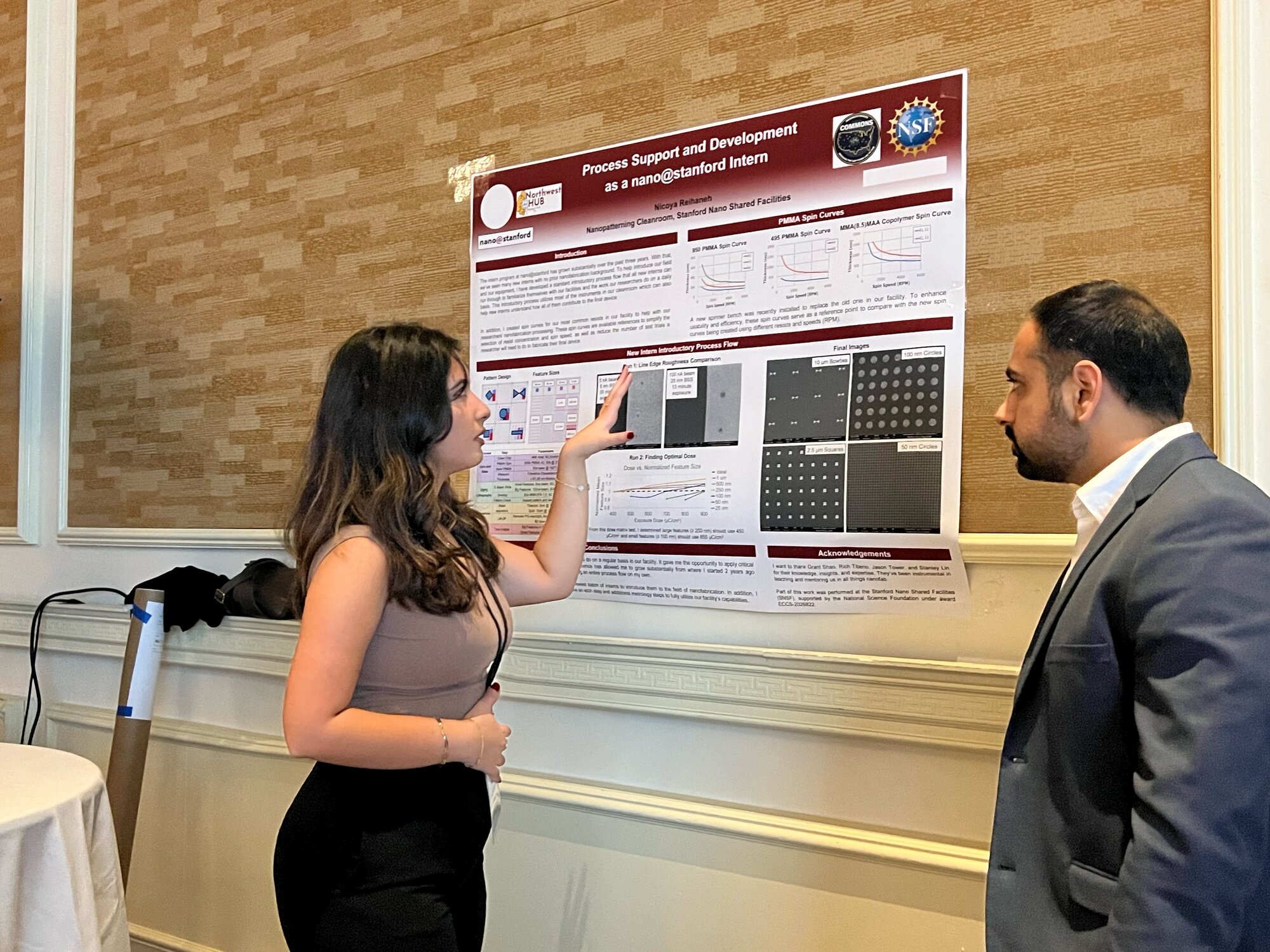 Nicoya Reihaneh, Undergraduate at San Jose State University and senior intern at the Stanford Nano Shared Facilities (SNSF), presented her poster on "Process Support and Development as a nano@stanford Intern